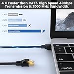 BIFALE Cat 8 Ethernet Cable 6 FT, 25FT 50FT 75FT 100FT 150FT 200FT 300FT Network Cable 40Gbps 2000MHz, 26AWG Heavy Duty LAN Cable, PE Jacket for Modem Router, Indoor&Outdoor - Image 2