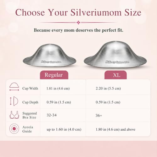 Image of Silveriumom Silver Nursing Cups, Nipple Shields & Covers for Breastfeeding (X-Large)