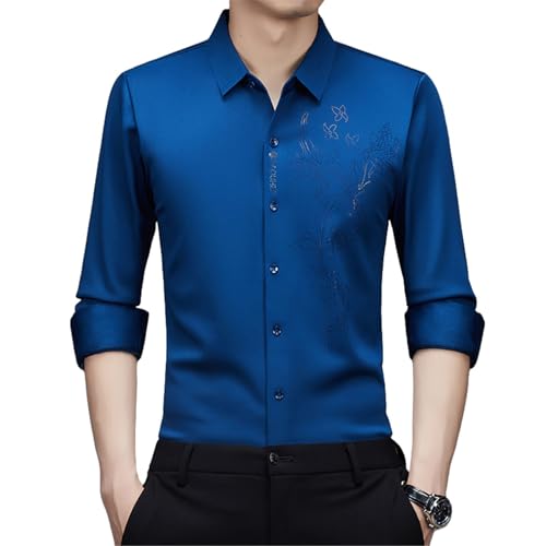 Camisa casual para hombre de mediana edad de manga larga cómoda elástica USTZFTBCL