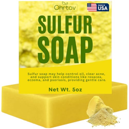 Sulfur Soap Bar Sulfur Face & Body Wash for Acne Sulphur Exfoliating Facial Cleanser Absorbs Excess Oil Reduces Breakouts & Cleanses Skin Natural Acne Soap Skincare 5oz Bar Made in USA