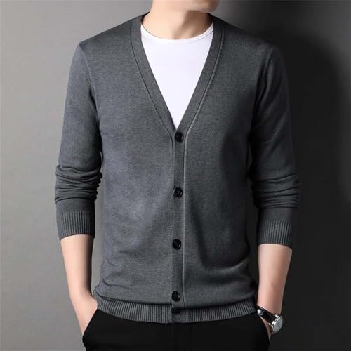 Men V Neck Button Cardigan Sweater Knitwear Long Sleeve Casual Single Breasted Pullover3