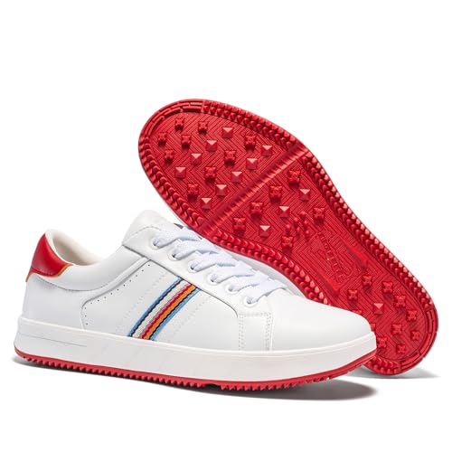 Image of UOFEIY Men's Golf Shoes Professional Spikeless Leather Sneakers Non Slip Low Top Lightweight Breathable Waterproof Golf Club Training