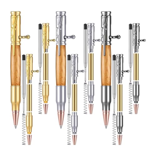 Lot de 6 stylos à bille fins avec mine rotative et corps vissable