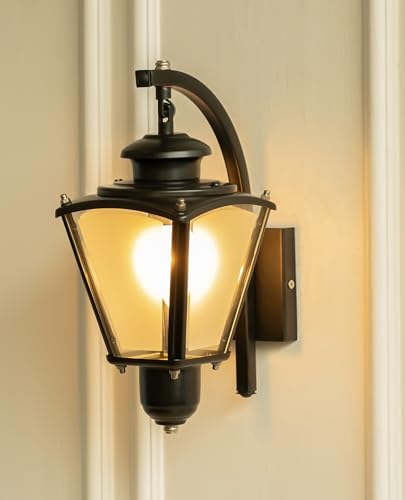 Image of Divine Trends Aluminium Waterproof Lantern Outdoor Wall Light Hanging Polished Black Finish for Indoor & Outdoor Use, LED Bulb Included (Pack of 1)