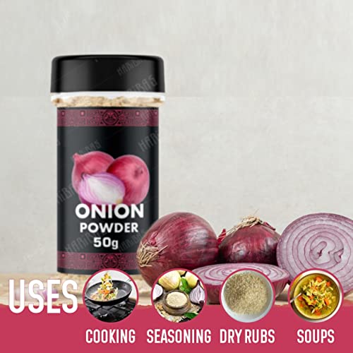 HARIBAS Combo Dry Onion Powder, Garlic Powder, Ginger Powder (Adrak/Sunth) and Tomato Powder 50gm Each | For Cooking & Baking | Gluten Free Seasoning
