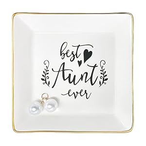 Aunt Gifts Best Aunt Ever Birthday Gift for Women Auntie from Niece and Nephew Mothers Day Christmas Jewelry Dish Ceramic Trinket Trays Ring Holder Bathroom Decor Aunt Gifts Best Aunt Ever Birthday Gift for Women Auntie from Niece and Nephew Mothers Day Christmas Jewelry Dish Ceramic Trinket Trays Ring Holder Bathroom Decor