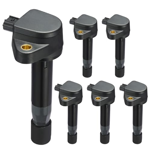 Image of Set of 6 UF603 Ignition Coil Pack Compatible with Acura 10-12 TL RL ZDX MDX TSX, Compatible with Honda 10-11 Odyssey EX-L Pilot Accord Ridgeline Replaces C1624 1788379 30520R70S01