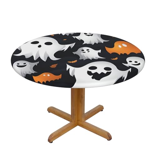 Mantel de mesa con estampado de fantasma blanco con diseño de Halloween, manteles redondos de picnic, fundas de tela elástica