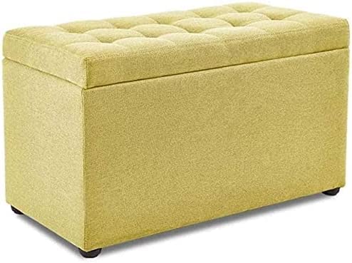 Tabouret ottoman de rangement en bois beige pour petit espace