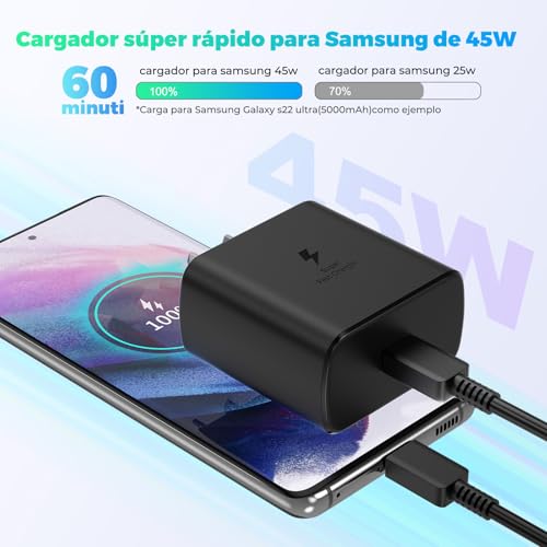 45W Fast Charger for Samsung Galaxy S24 Ultra, S24, S24 Plus, S23, S23 Ultra, S23 Plus, S22, S22 Ultra, S22 Plus, Note 10, 20, S20, USB C Super Charger Android Charging Type C Cord - Thumbnail 3