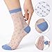Qulkws 5 Pairs Women Sheer Ankle Socks Dot Patterned Transparent Thin Nylon Stockings Multi-Color Fashion Sock Ultrathin See Through Mesh Socks Cute Casual Ankle Sock for Women and Girls