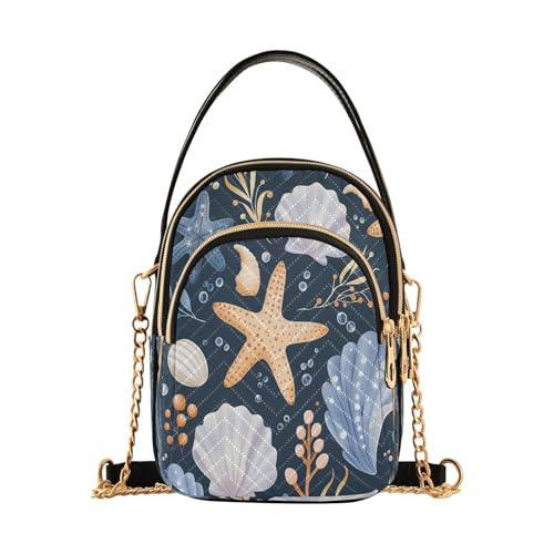 Starfish Shell Shoulder Bags for Women Retro Classic Handbag Purse Small Purses with Chain2