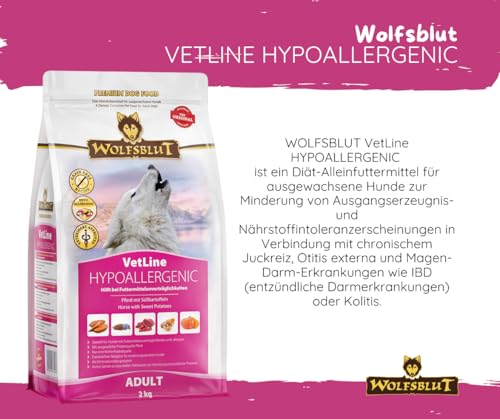 Wolfsblut Vetline Hundefutter - Hypoallergenic, 4x2kg - Sparbundel, Sparpaket - inklusive Warnicks Tierfutterservice Hundesnack Goodie