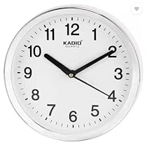 Kadio Analog 20 cm X 20 cm Wall Clock (White, with Glass, Standard)