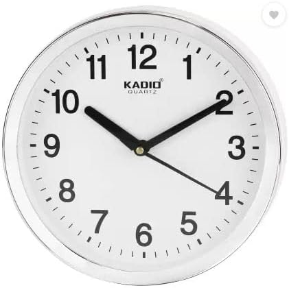 Kadio Analog 20 cm X 20 cm Wall Clock (White, with Glass, Standard)