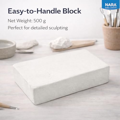 Image of NARA Hard & Strong Air Dry Clay 500g, White, Quality Materials, Fast Drying Clay for Modelling, Coating, Sculpting & Craft Projects, No Oven or Kiln Needed