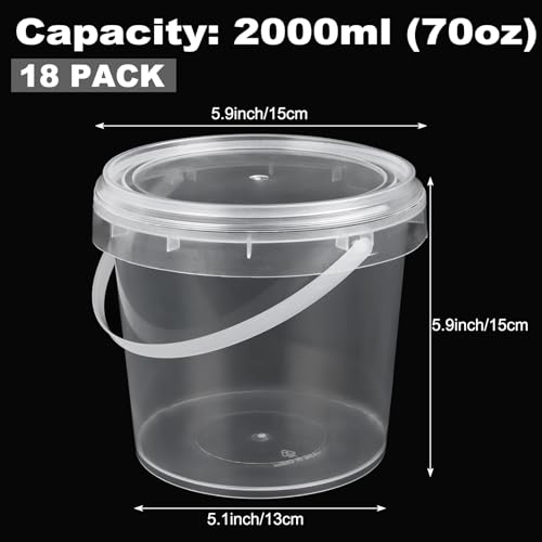 Image of ZOFORTY 18 PCS 70 oz Slime Containers with Lids and Handles, Plastic 2000ml Storage Bucket Containers, Clear Slime Storage Case for Slime DIY Art Craft, Pigment, Small Tools, Part Material