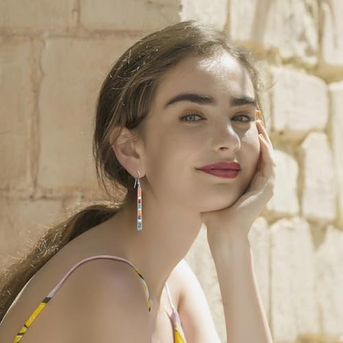 Turquoise Earrings for Women 925 Sterling Silver Gemstones Dangle Earrings Bohemian Style Statement Bar Earrings Dangle Earrings for Women Earrings Valentines Gifts4