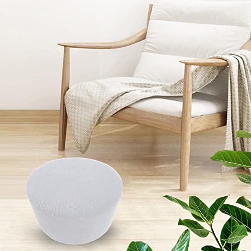 Qianly Ottoman Slipcover Stretch For Bedroom, Round Footrest Covers, Jacquard Fabric Soft Thick Foot Stool Cover, Solid Color, White #TOP4