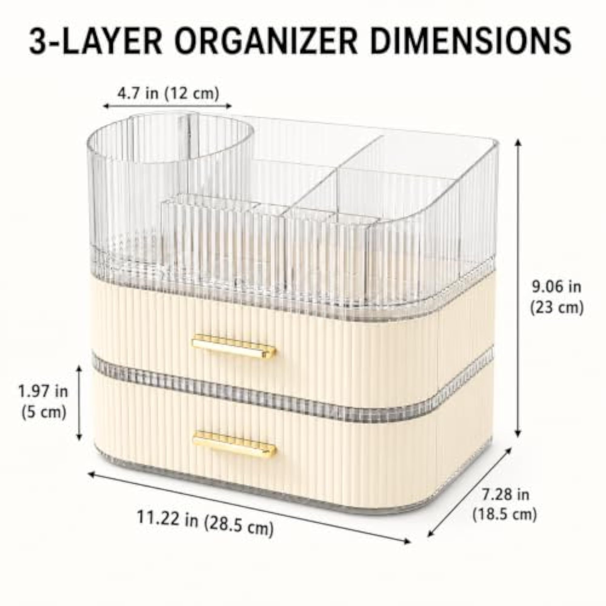 Stackable Makeup Organizer with Rotating Brush Holder