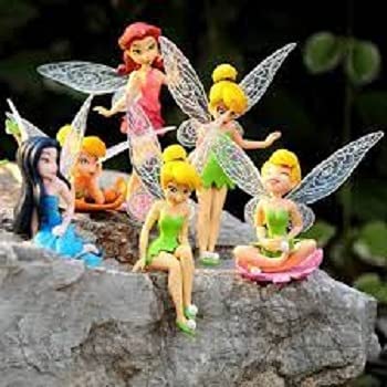 Crazy Pots Resin Fairy Garden Miniature Set - Garden Decoration Items, Small Toys for Decoration - Set of 6 Fairies, Multicolor