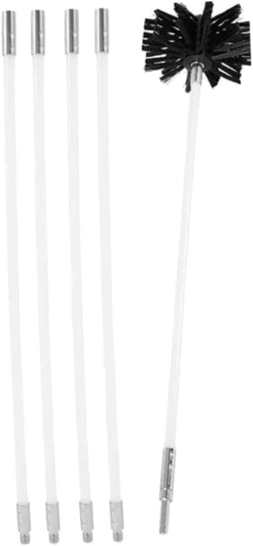 Gatuida Flexible Chimney Brush Cleaner Set 610mm with 4 Rods and Nylon Brush Head, Fireplace Lint Sweeping Tool for Dryer Ducts and Vent Cleaning, Household Stove and Ventilation