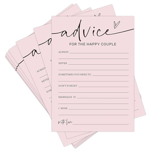 Tsunerrorami Bridal Shower Games, Advice for The Happy Couple, 25Pcs Minimalist Blush Pink Bridal Game Cards, Wedding Shower Games for Guests, Engagement Bachelorette Party Supplies