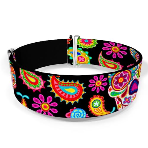 Buckle-Down Women's Cinch Belt Bobo Sugar Skull Paisley 28 to 52 Inch, Multicolor2