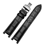 ERTYUYFG Connettore femmina for cinturino in pelle compatibile con calendario perpetuo Citizen CB0164-17E CB0160-18A cinturino in pelle di vacchetta(Black-silver)