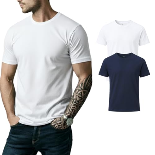 Image of Men's 100% Cotton Crew Neck T-Shirt | Regular Fit | Soft & Breathable | Casual Everyday Wear