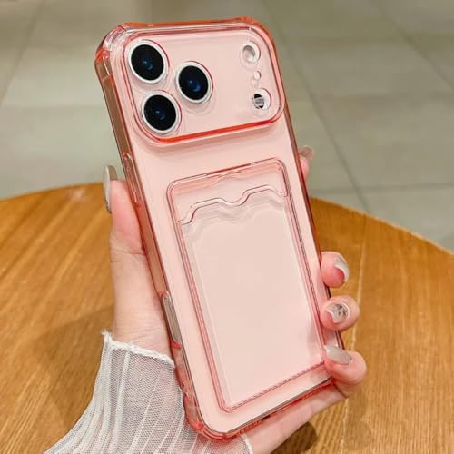 Coque antichoc iPhone 17 Air rose silicone TPU transparent avec fente de rangement carte