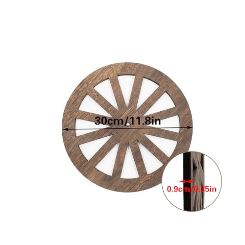 KeaJuidy 2 Stück Wagenrad aus Holz 30cm Dekoratives Wagon Rad Rustikales Dekoration drehen wagenrad Hängende dekorative Räder für Garten, Garage