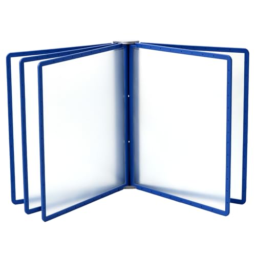 QWORK® Magnetischer Wand Sichttafelsystem mit 5 Sichttafeln A4 in Blau für Messehallen, Restaurants, Büros, öffentliche Plätze - Inklusive Magnetplatte und Schrauben für einfache Installation