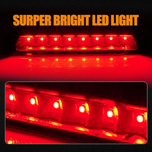 Image of Third 3rd Brake Light LED for 2005-2009 Ford Mustang, High Mount Rear Brake Lights Assembly for 05-09 Ford Mustang, Waterproof Center Cab Lamp Stop Light (Black)