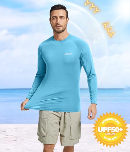 2 Pack Men’s Sun Protection Shirts UPF 50+ Long Sleeve Swim Rash Guard for Fishing, Running, Hiking, Fitness2