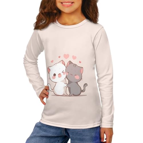 Image of Girls Long Sleeve Shirts Casual Crewneck Soft T-shirts for Girls 3-16 Years Old