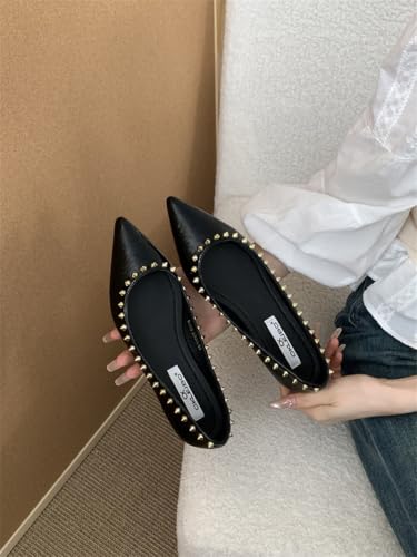 Women's Pointed Toe Flats Studs Slip-on Flat Shoes Hidden Inner Sole Comfortable Dressy Shoes for Office Party Evening4