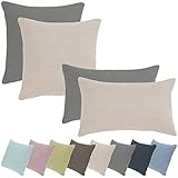Selfitex 4er Sofakissen-Set mit Bezug und Füllkissen, 2 Kissen in Größe 40 x 40 cm, 2 Kissen in Größe 30 x 50 cm, fein melierter Bezugstoff, superflauschig und weich, Couchkissen, Dekokissen (Verdon)