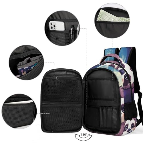 Unisex Backpack with Side Pockets, Women Men Durable Spacious Backpack, Full Moon Space Sloth Family Comfy Shoulder Bag for Travel, Daily Commuting3
