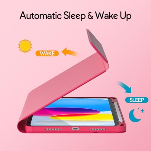 Image of YBING for iPad A16 Case with Keyboard /11th Gen (2025) & iPad 10th Gen 10.9 inch (2022), 7-Color Backlit Detachable Keypad, 360 Rotating Magnetic Cover with Pencil Holder (Watermelon Red)