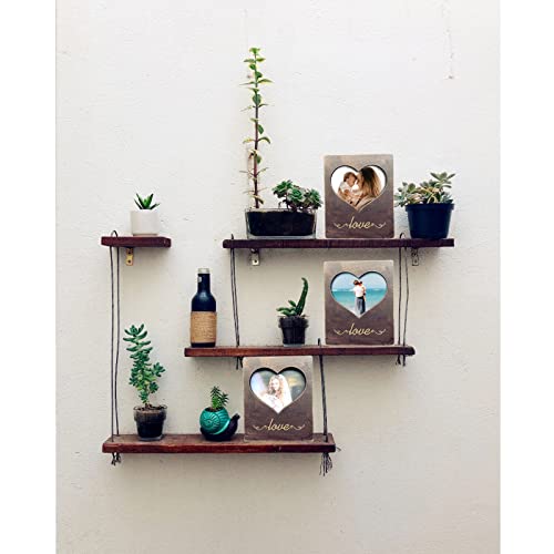 Neamon 1 Piece Picture Frame Gifts For Women Heart-Shaped Photo Frame Living Room Decor Rustic Home Decor Gifts For Dad Wife Husband(Brown) #TOP7
