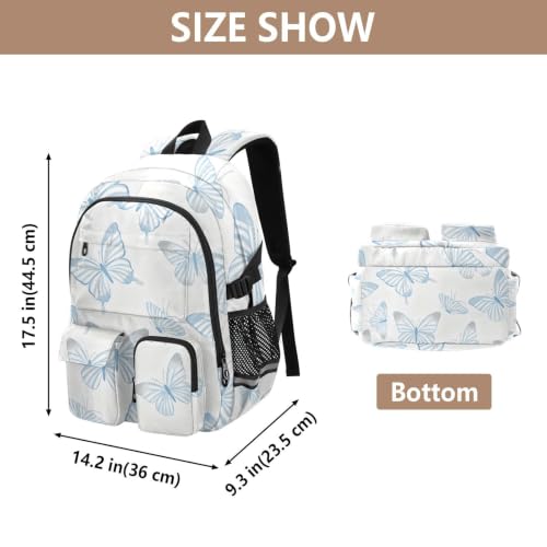 Mochila para laptop de mariposas azules escolar infantil juvenil 3