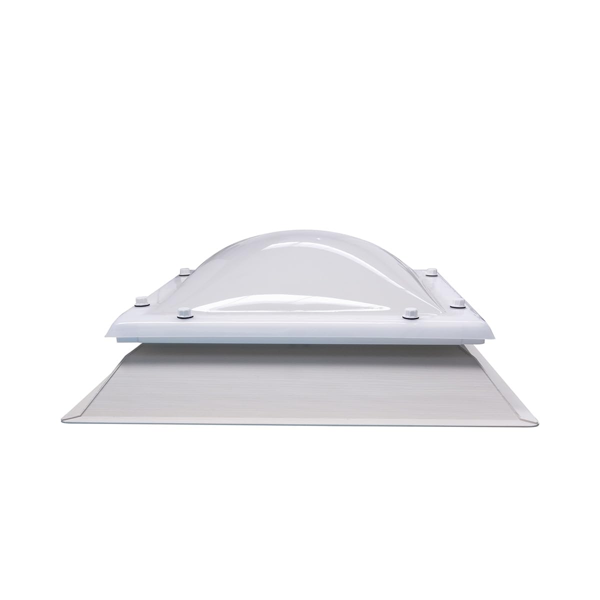 Ironlux - Claraboya Cuadrada para Techo Apertura Manivela - Bivalva - Incluye Cúpula, Zócalo de PVC y Accesorios para el Montaje - Anti-​condensación - AxB = 70 x 70 cm