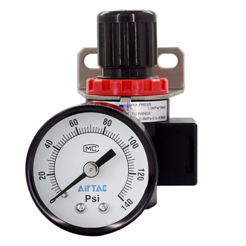 Air Compressor Pressure Regulator Airtac BR3000 3/8'' NPT with Bracket and Gauge 0-140 PSI Adjustable