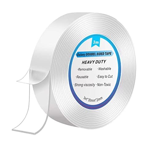Gulaey Nano Adhesive Tape 3M*3CM*2MM, Double Sided Tape Heavy Duty, Nano Tape,Multipurpose No-Trace Removable Glue Tape,Washable Strong Sticky Wall Tape Strips for Paste Items,Household(3M) Cover