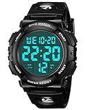 CIVO Orologio Uomo Digitale Sportivo: Militari 50M Impermeabile Quadrante Grande - Nero LED Allarme Calendario Orologio da Polso