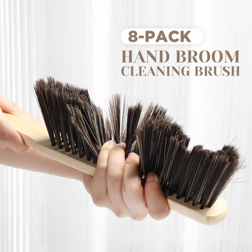 Tioncy 8 Pieces Wooden Dust Brush Bulk Hand Broom Bench Soft Bristle Cleaning Outdoor Furniture Brushes with Long Wood Handle for Cleaning Car Bed Sofa Fireplace Couch Clothes - Thumbnail 4