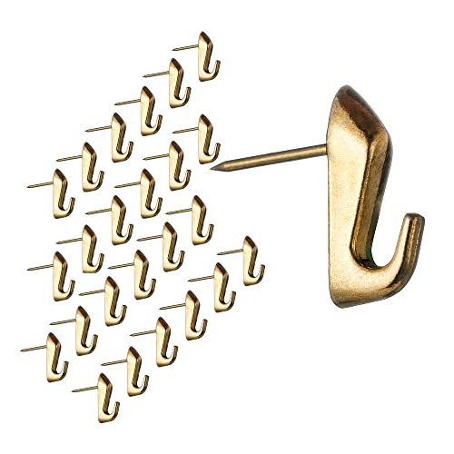 Image of Push Pin Picture Hooks Push Pin Hanger Picture Hanging Nails for Home Office Fabric Wall Wooden,15 Pack (Gold)