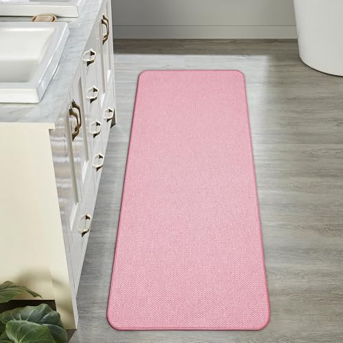 Bath Mat,Ultra Thin Bathroom Runner Rugs,Large Bath Mats for Bathroom,Quick Dry,Non-Slip,Machine Washable,Low Pile,Bath Rug,Shower Outside,Sink,Home Decor Accessories.Pink,2'x5'(24x60inch)