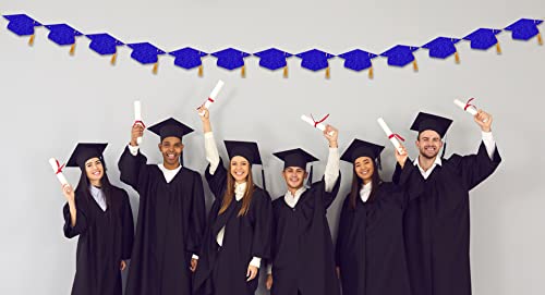 Image of Graduation Decorations Class of 2026 Glitter Congrats Grad Graduation with Tassel Party Congratulations Banner Decor College High School Graduation Party Favors (Blue)